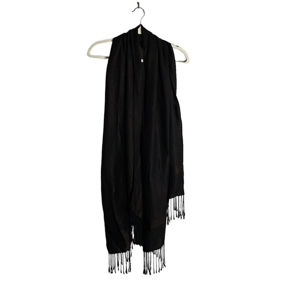 Accessories - Brown Paisley Pashmina Fringed Scarf